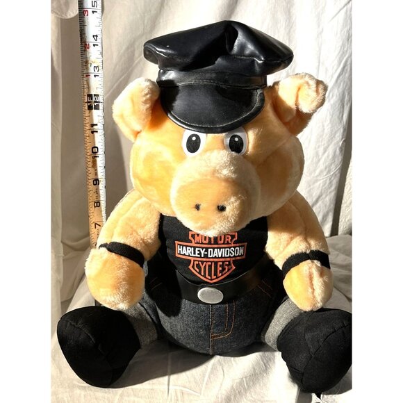 Harley Davidson 1993 Biker Pig Plush 15" Tall Vintage - Picture 11 of 11